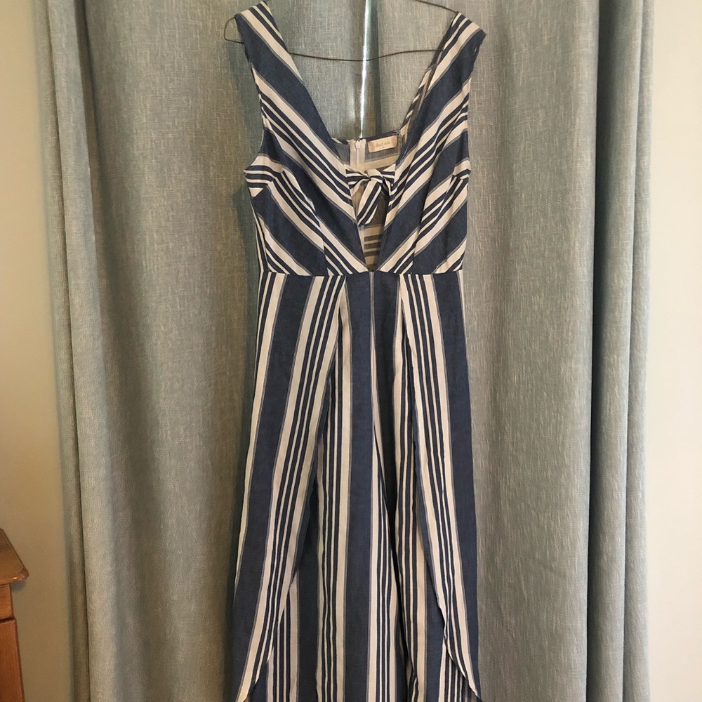 Altar’d State Blue and White Striped Jumpsuit